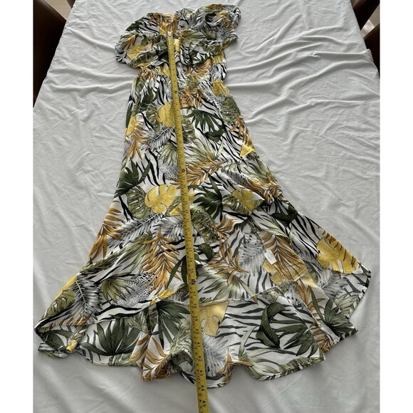 Abel the Label Tropical Leaf White High Low One Shoulder Maxi Dress XS - Picture 8 of 9